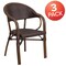 Emma and Oliver 3 Pack Rattan Restaurant Patio Chair with Bamboo-Aluminum Frame